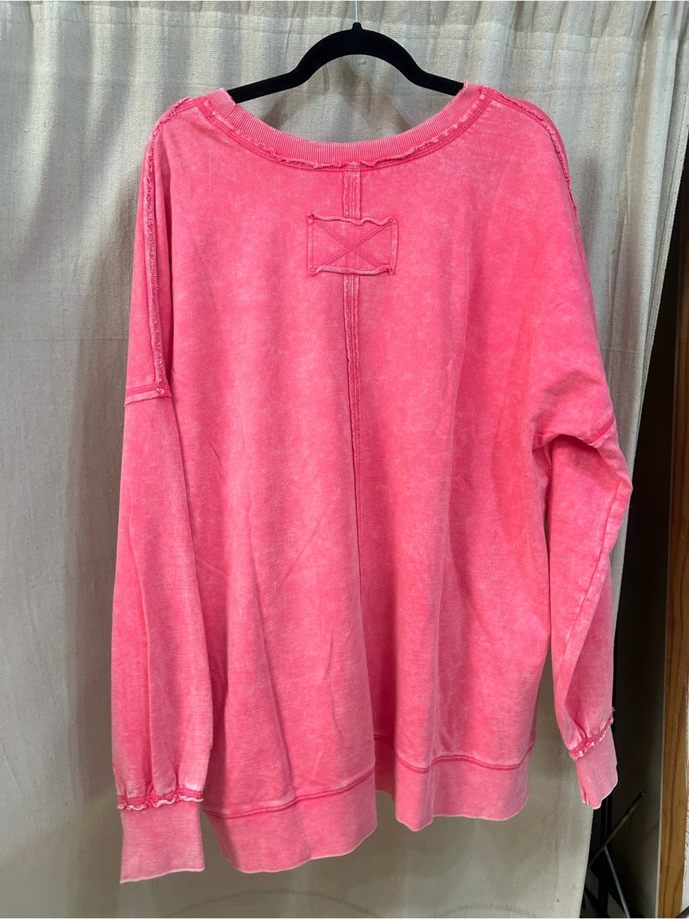 Zenana Fuchsia Acid Terry Pullover Sweatshirt - Picture 2 of 5